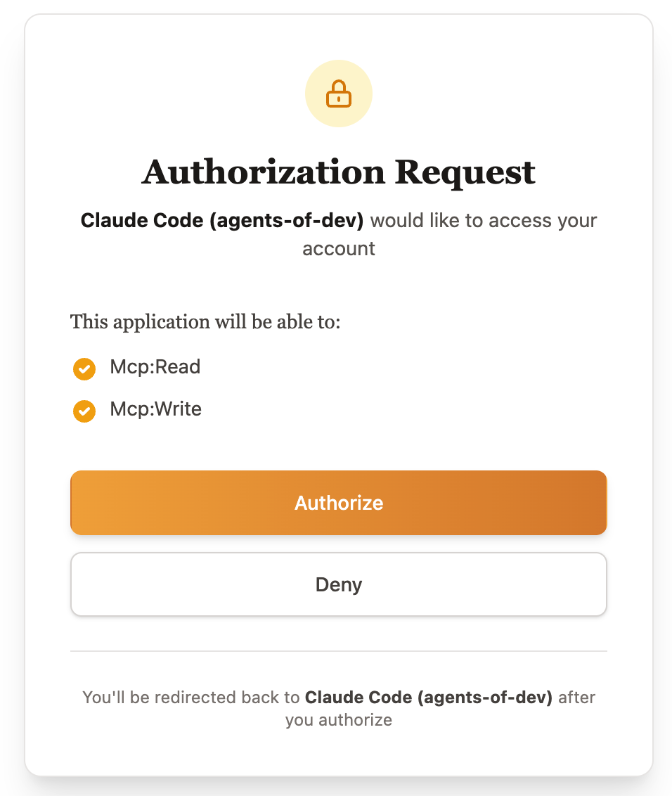 OAuth authorization screen in browser