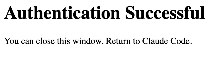Success message: Authentication Successful